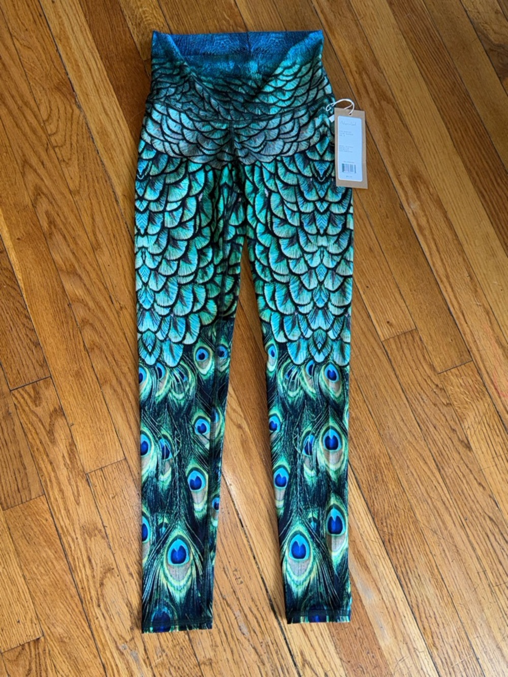 NIYAMA SOL rare Peacock Barefoot Leggings JLo sold out size Small NEW!